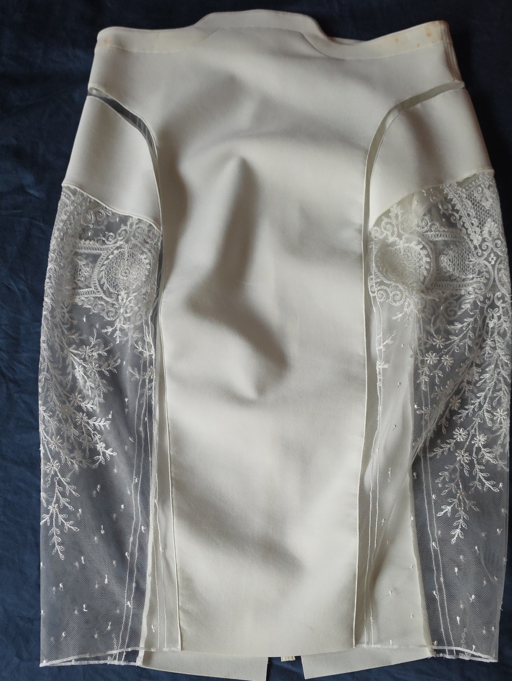 La Perla Ivory Lace-Panel Pencil Skirt